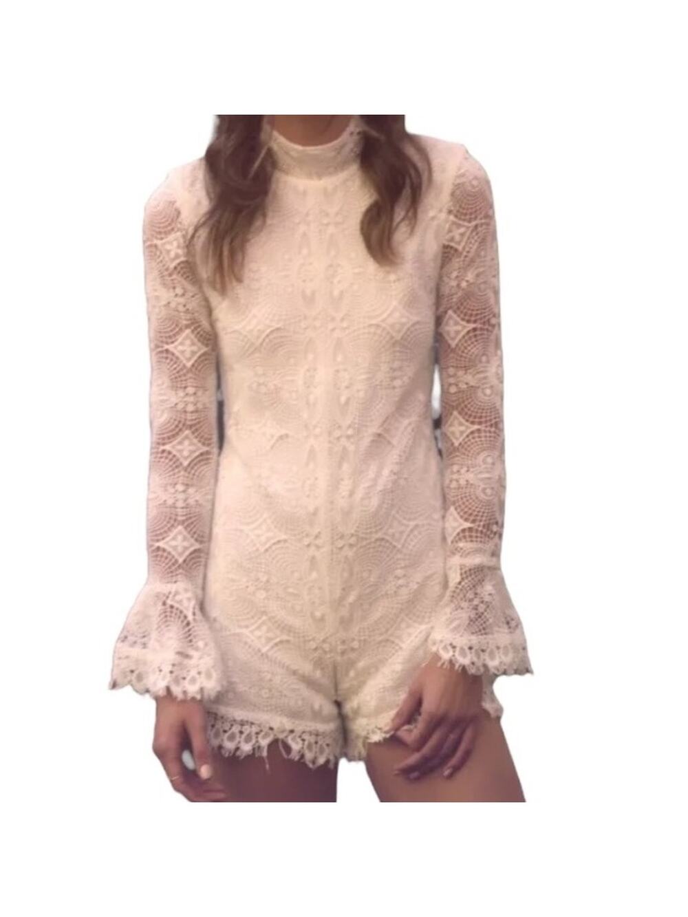 Daughters of Simone Lace Long Sleeve Romper Small